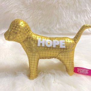 Victoria’s Secret PINK Metallic Gold Polka Dot Mini Dog NWT